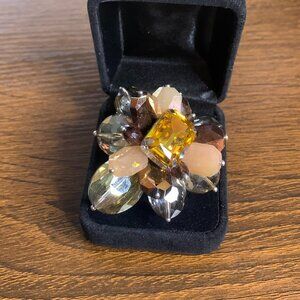 Large Citrine Beaded Ring